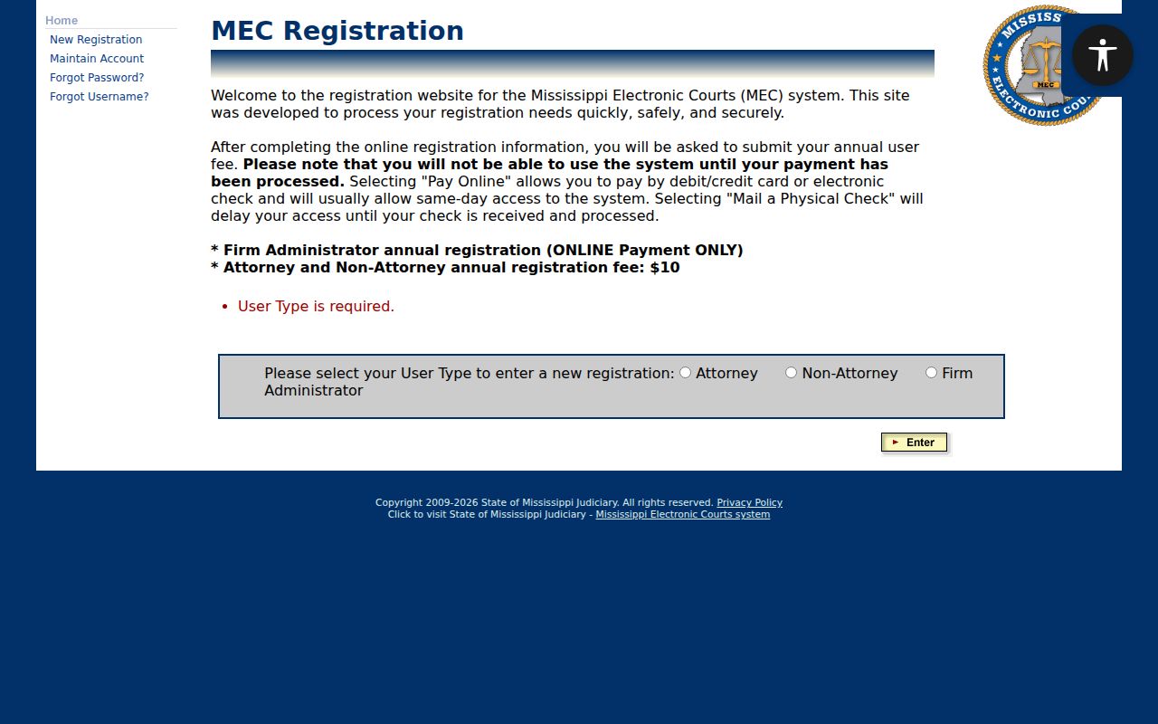 Covington County case search PAMEC registration choices