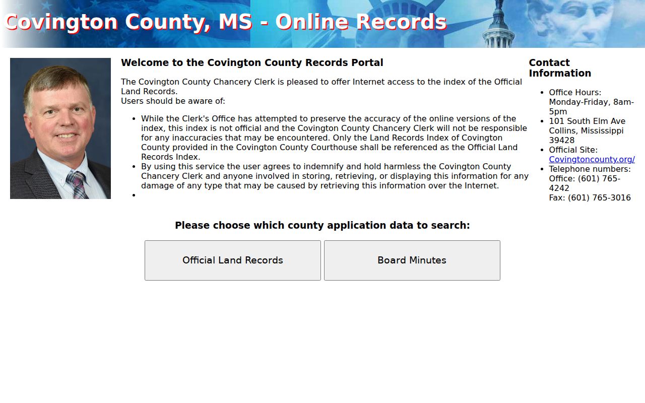Covington County court records Chancery land records and Board Minutes portal