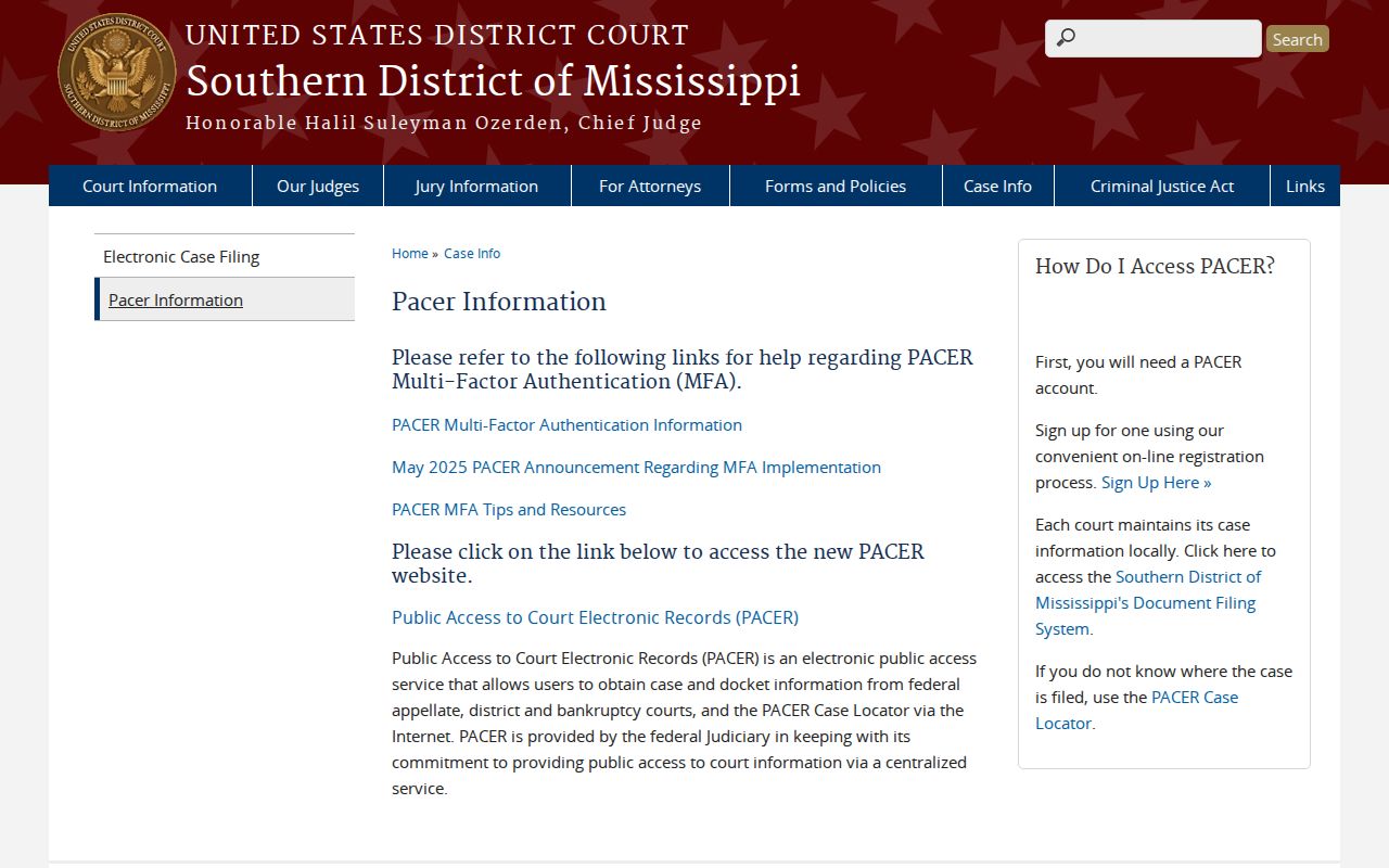 Covington County court records federal PACER and CM ECF access