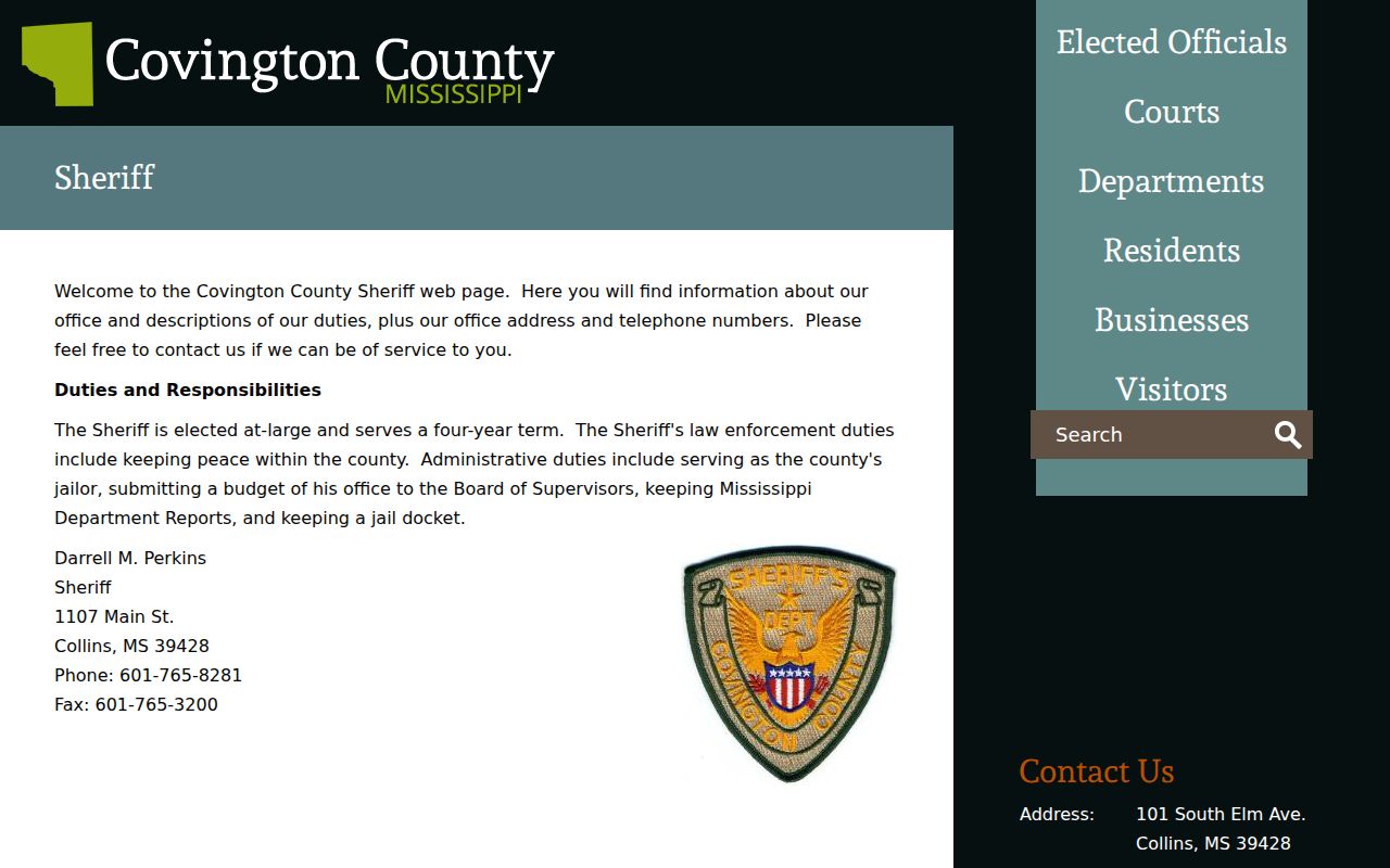 Covington criminal docket Sheriff jail contact distinction
