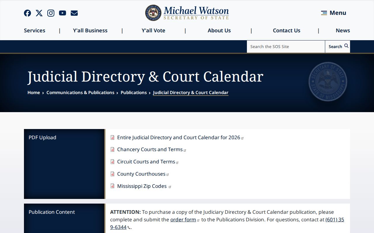 Covington County court docket official Mississippi judicial directory resource