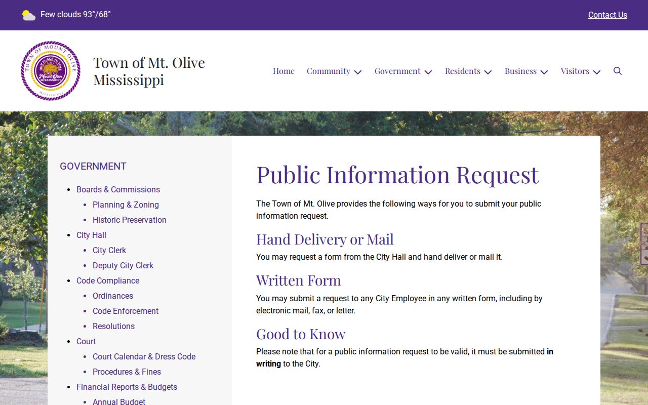 Mount Olive court docket written public information request